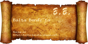 Balta Benáta névjegykártya